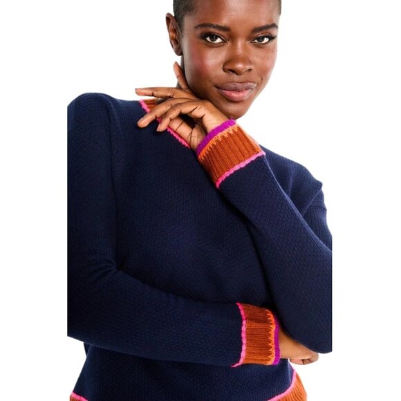 Lisa Todd Border Order Navy Blue & Multicolor Pullover 100% Cotton (SOLD) - Picture 2 of 10